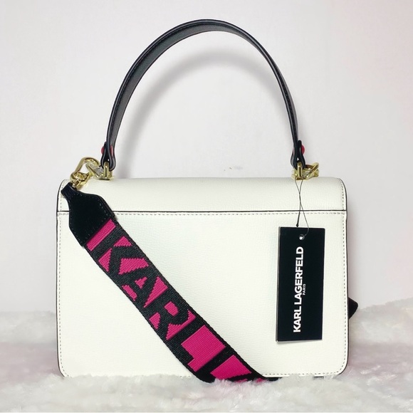 Karl Lagerfeld Paris Simone Leather Crossbody Multi Color Dots Purse Handbag NWT - Picture 7 of 11